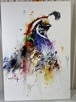 Full view of watercolour-style colorful pheasant print signed by Dean Crouser.