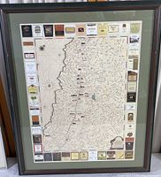 Full view of framed Napa Valley Winery Map artwork with border logos