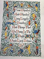 Full view of the colorful decorative print with the full text and detailed mythical creature border