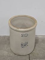 Full front view of the crock showing capacity marking and logo