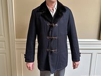 Front view of coat on model