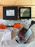 Photo showing IOTA ITS-30R automatic transfer switch, orange power plugs, and 50 to 30 amp adapter.