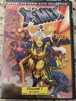 Front cover of X-Men Marvel DVD Comic Book Collection Volume 1 showing classic X-Men characters in comic-book style artwork with title and volume info.