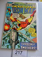 Front cover of Iron Man #31 comic book in clear protective sleeve, showing vibrant colors and vintage 15 cent price mark.