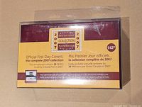 Front view of the sealed official packaging of the 2007 Canada Post First Day Cover collection showing the title and details.