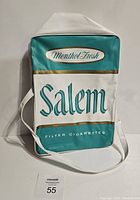 Frontal view of Salem Menthol Fresh shoulder carry bag with white strap, showing graphics and colors