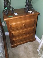 Front view of pine nightstand showing overall design and finish