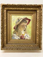 Frontal view of full painting in ornate gilt frame