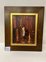 Framed oil on board painting by Alexander Kwartler from a front view showing full artwork and frame.