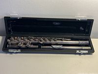 Angel flute fully assembled inside black velvet-lined case.