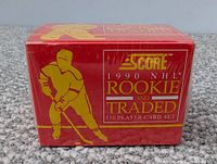 Front view of sealed red box for 1990 Score NHL Rookie and Traded card set