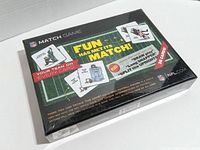 Photo of the sealed NFL Match Game box showing front and top with graphic and text about the game.