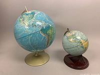 Photo of two globes side by side showing size comparison and basic structure