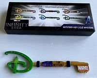 Photo of the Marvel Studios The Infinity Saga collector mystery key with box showing series of 6 keys.