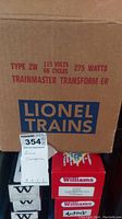 Original cardboard box front showing Lionel Trains logo and Type ZW specifications.