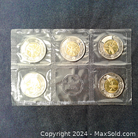 Sealed 5-coin set of 2014 Wait Daddy Remembrance Canadian toonies showing all coins in original packaging.