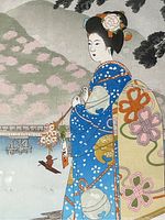 Close-up of the Japanese print showing the Maiko figure and signature.