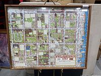 Frontal view of framed map print showing entire map and frame