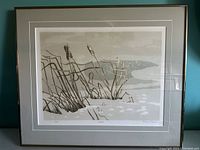Full view of framed Cattails art print by Richard Edwards, showing the natural scene and frame.