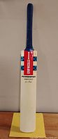 Front view of cricket bat showing branding, grip, and full blade