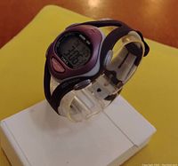 Front angle of the women's Timex Ironman sports watch showing digital display and strap colors.