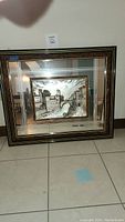 Framed 3D sterling silver painting 'Arc 925' from a front angle showing full artwork and frame.