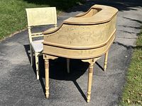 Overall view of desk and chair outdoors