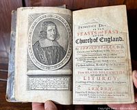 Open book showing engraved portrait frontispiece of Edward Sparke and title page with publication details