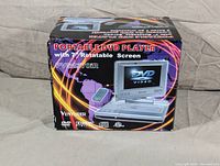 Original retail box of the Venturer PV5130IR portable DVD player showing product image and branding.