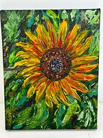 Full front view of the canvas showing entire sunflower composition