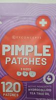 Photo of Key Concepts Pimple Patches packaging showing the front with counts, sizes, and active ingredients.