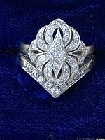 Front view of ring showing diamond pattern.