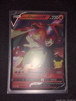 Full view of the front of Lance's Charizard V full art holographic foil card showing detail and condition.