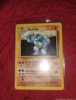 Clear image of Machoke Original Base Set Pokémon card showing character image, HP, attacks, and card details.
