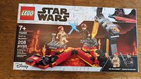 Front of the sealed Lego Star Wars 75269 Duel on Mustafar box showing 208 pieces, minifigures of Obi-Wan Kenobi and Anakin Skywalker, and the duel scene.