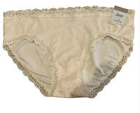 Jenni brand hipster underwear in chai nude color, cotton fabric with lace trim, size XXL, new with tags attached.