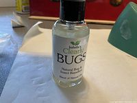 Front view of one bottle labeled Isabella's Clearly Bugs Natural Bug & Insect Repellent showing clear liquid inside.