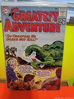 Front cover of My Greatest Adventure Issue #64 comic book from 1962 showing the creature and humans in a dramatic scene.