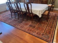 Full view under dining table showing overall pattern and size