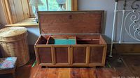 Open view of the Lane cedar chest showing wooden interior with small tray insert and felt lining