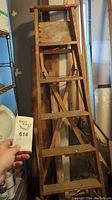Full view of 6-foot wooden ladder showing entire structure and steps