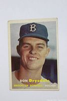 Front of card showing Don Drysdale portrait and card number.