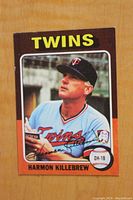 Front of the 1975 Topps Harmon Killebrew baseball card showing image of player in Minnesota Twins uniform with card number 640.