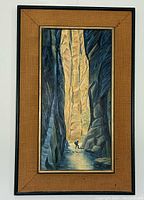 Front view of the double framed painting showing full composition and frames