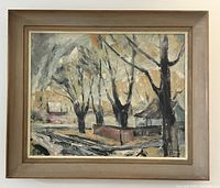 Framed oil on board landscape front view