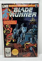 Front cover of Marvel Blade Runner #1 comic book showing cover art with the blue-toned figure and cityscape, explosions, and title text.