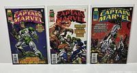 Three Marvel Captain Marvel Untold Legend comic books #1, #2, #3 in protective sleeves bagged and boarded with front covers showing