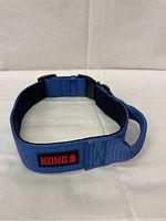 Blue KONG dog collar showing the handle and brand patch