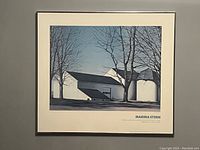 Framed Marina Stern poster showing the architectural artwork with trees.