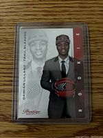 Front of Damian Lillard Prestige Rookie Card with player image and Rookie designation